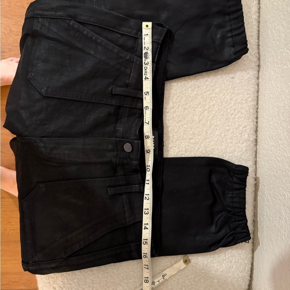 PAIGE Coated Black Mayslie Cropped Joggers in Black Fog Luxe - Picture 8 of 13